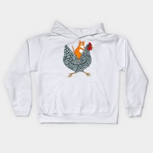 Ginger Cat Chicken Ride Kids Hoodie